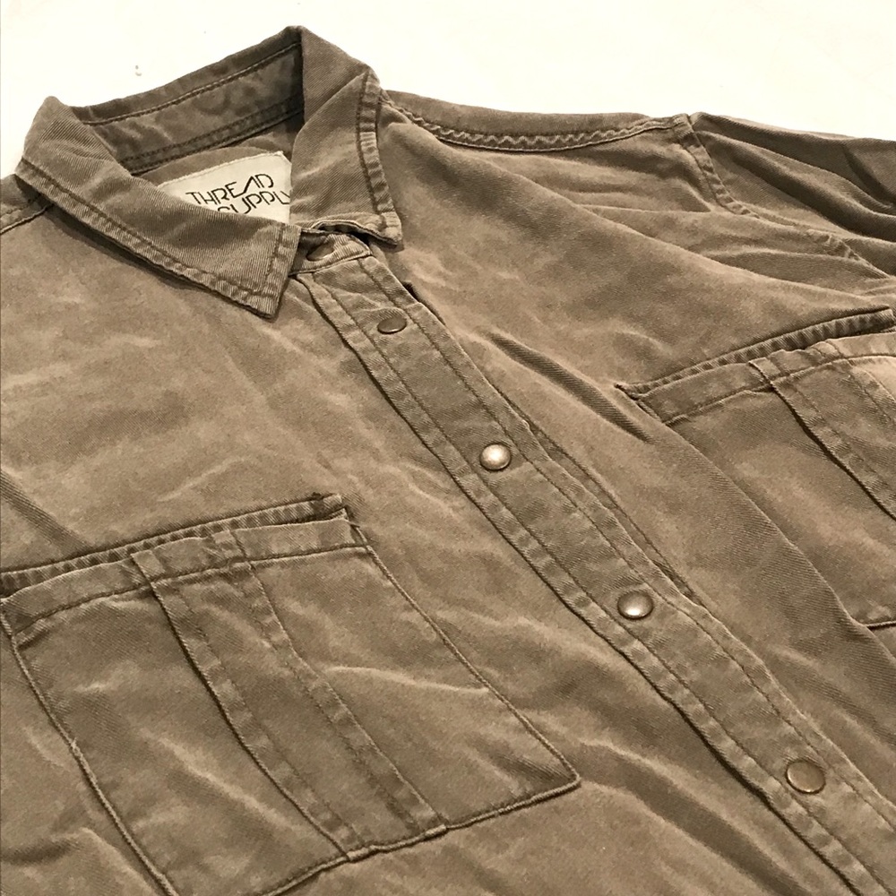 Thread & Supply olive tencel button down
